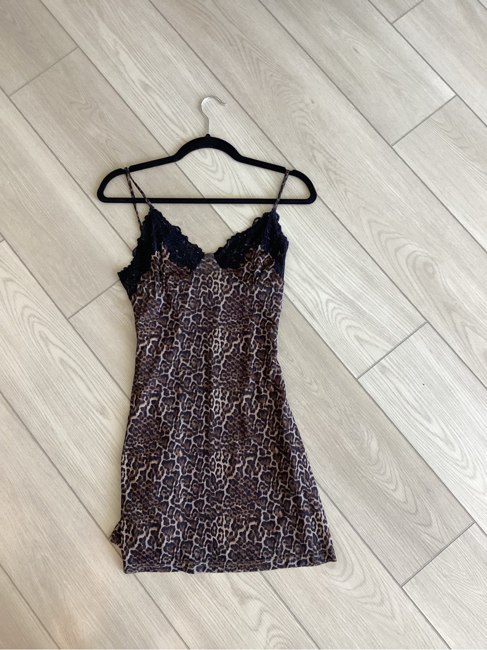 Tiger Mist Leopard Lace-Trim Slip Dress - Black & Brown